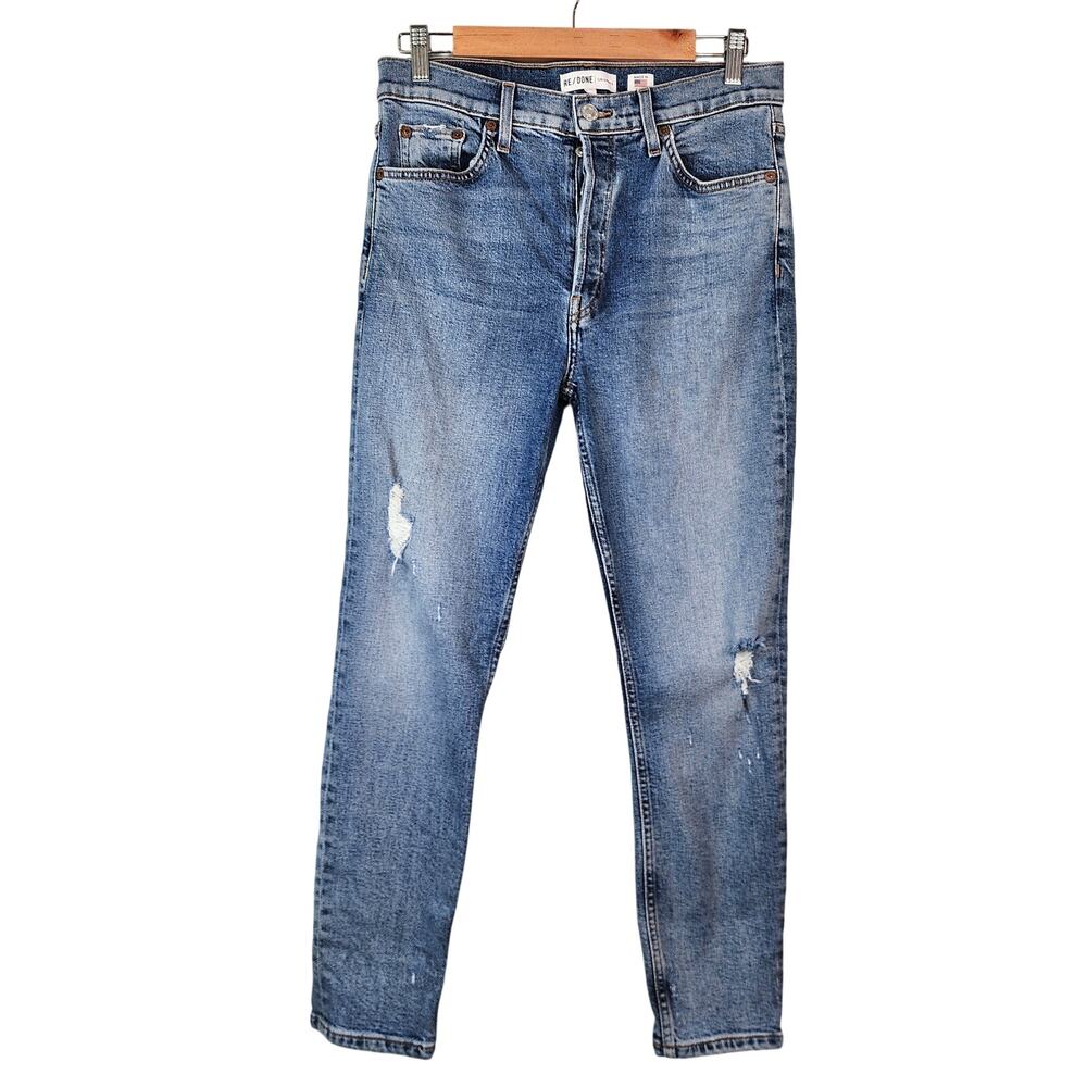 Re/Done High Rise Ankle Crop Jeans Size 29 Mid Rise Denim